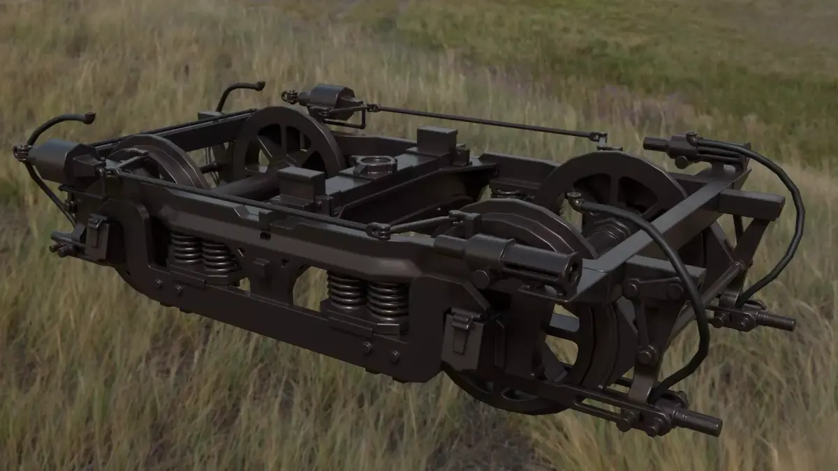 Rigged low poly train bogie Low-poly 3D model