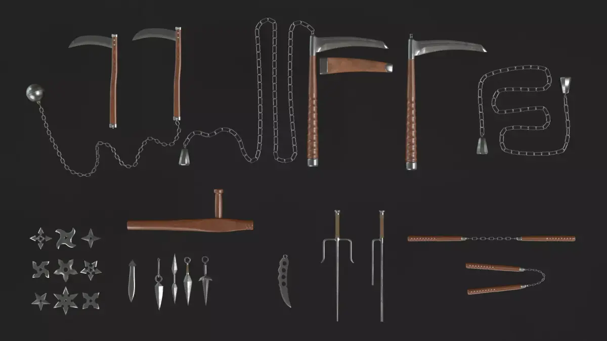 Collection of Ninja Weapons 3D model
