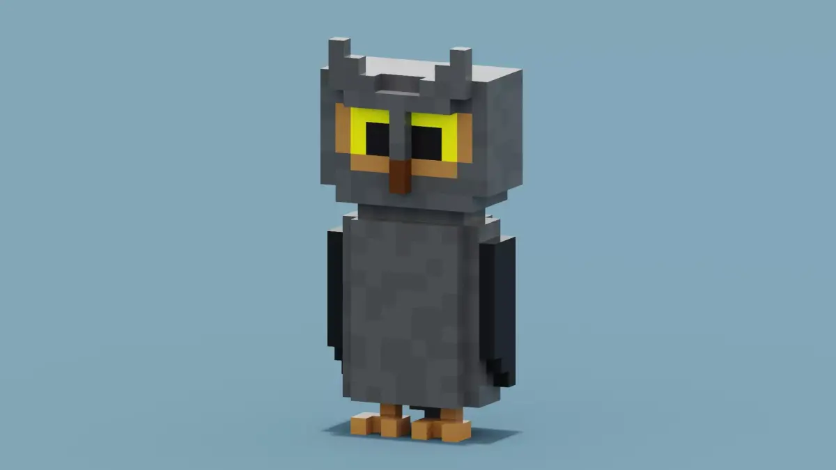 Voxel Owl Low-poly 3D model