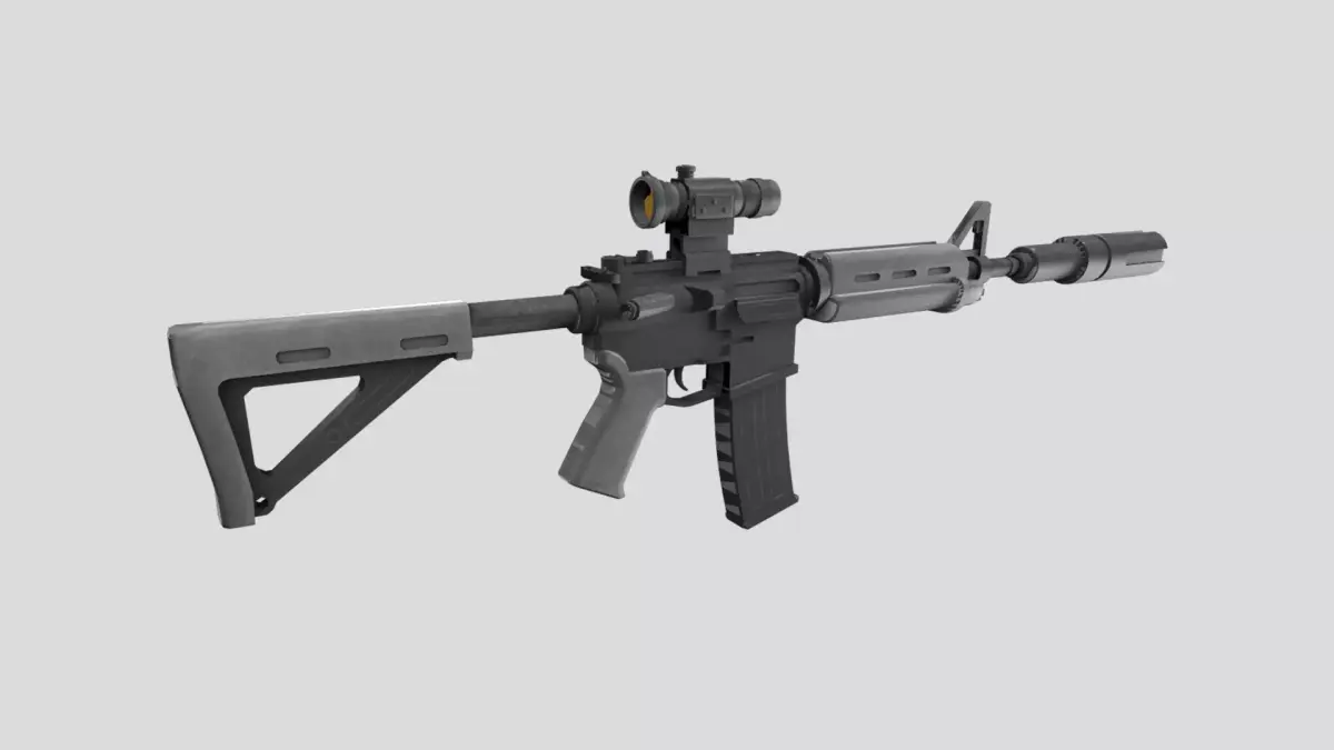 Carbine-gun model 3d game ready model Low-poly 3D model Low-poly 3D model