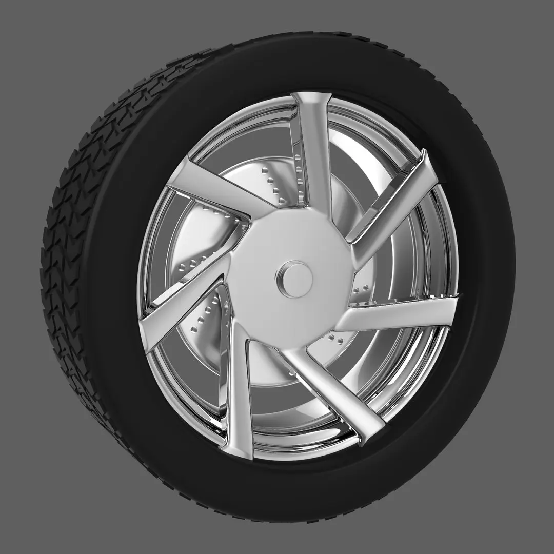 Simple Chrome Wheel 3 3D model