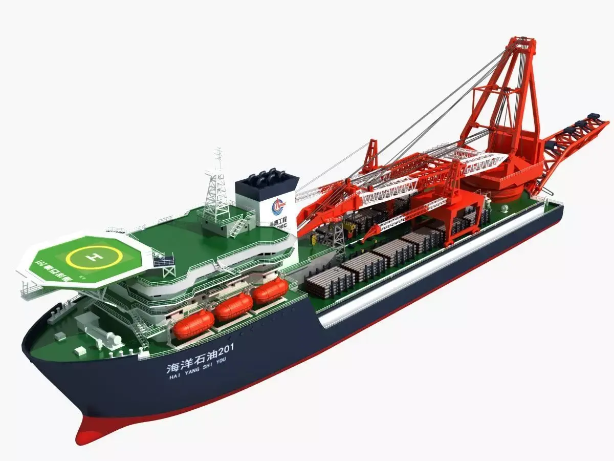Deep water pipe laying crane  3D model