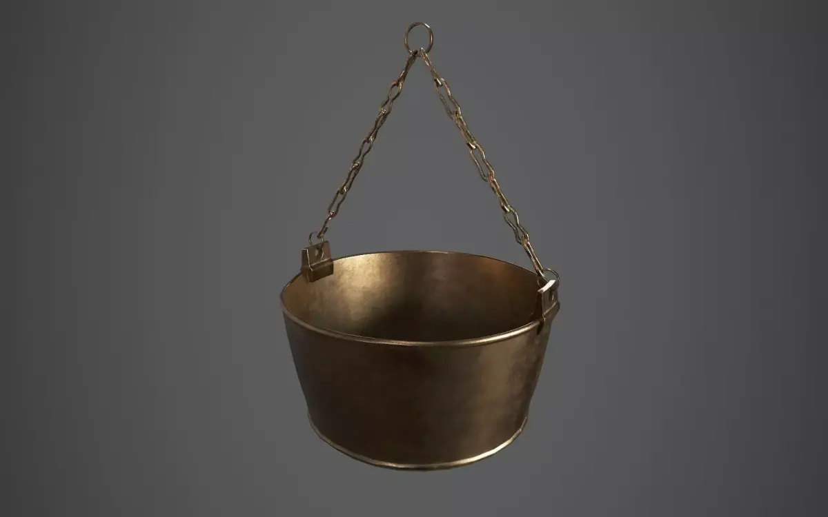 Medieval Cauldron - Hanging Low-poly 3D model