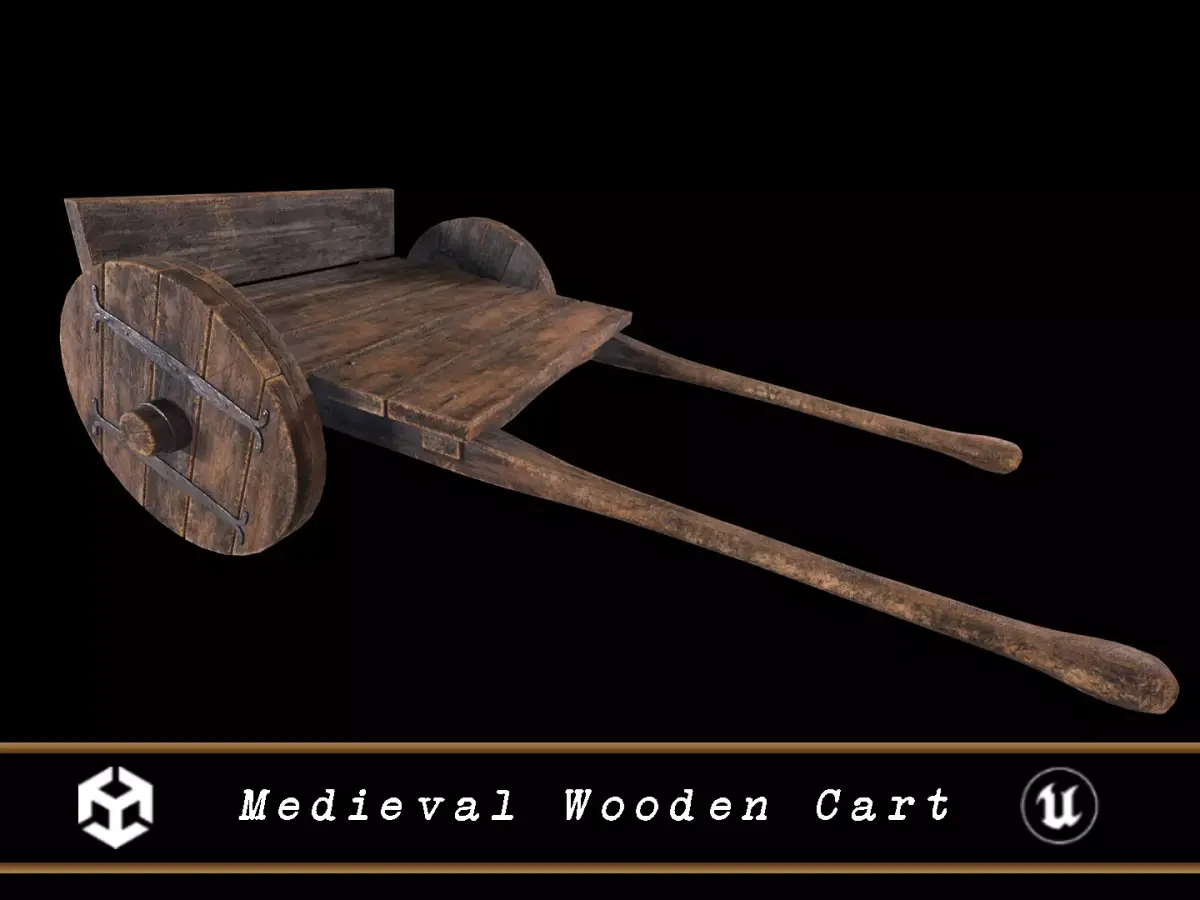 Medieval Wooden Cart Low-poly 3D model shop