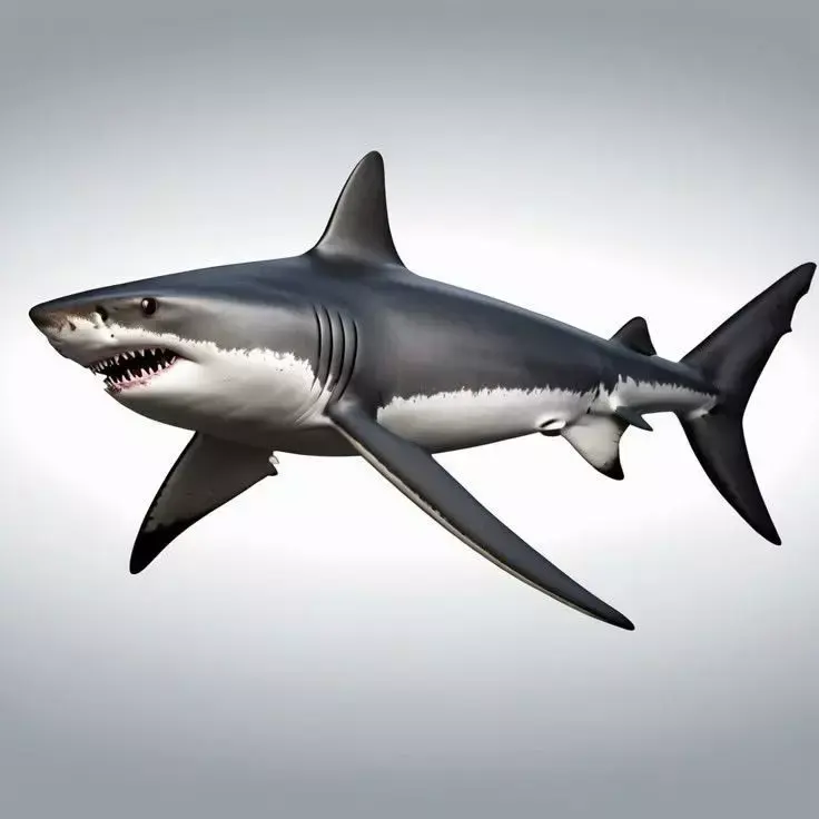 Great White Shark 3D Realistic Ocean Predator Open Mouth Low-poly 3D model