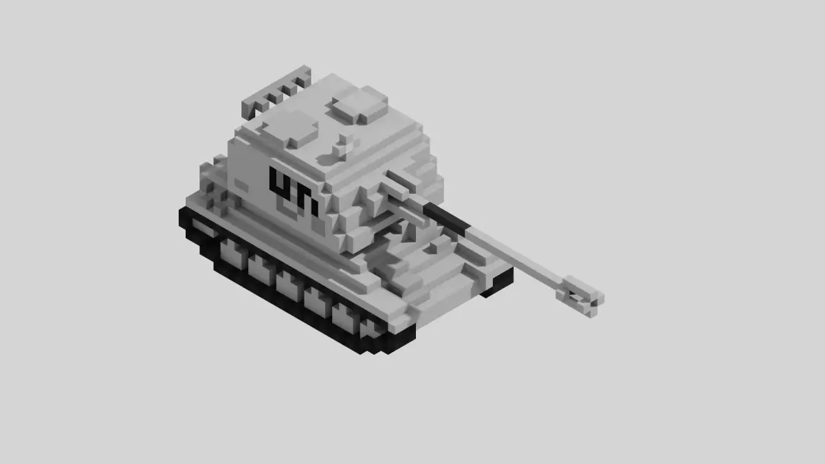 AMX AuF1 Tank Voxel UN Version Low-poly 3D model