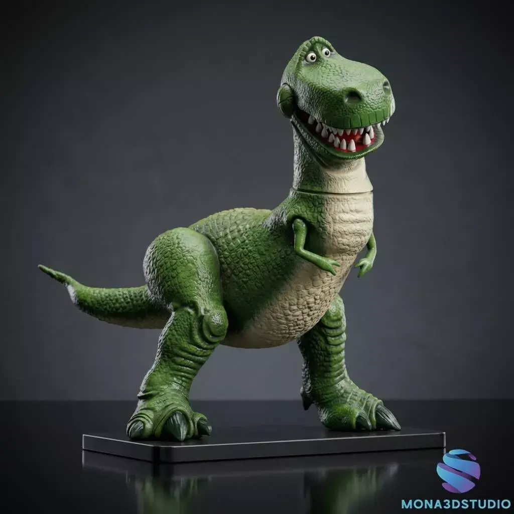 Rex Toy Story -  3D Statue Model - Multi-Part - Pre-supported 3D print model