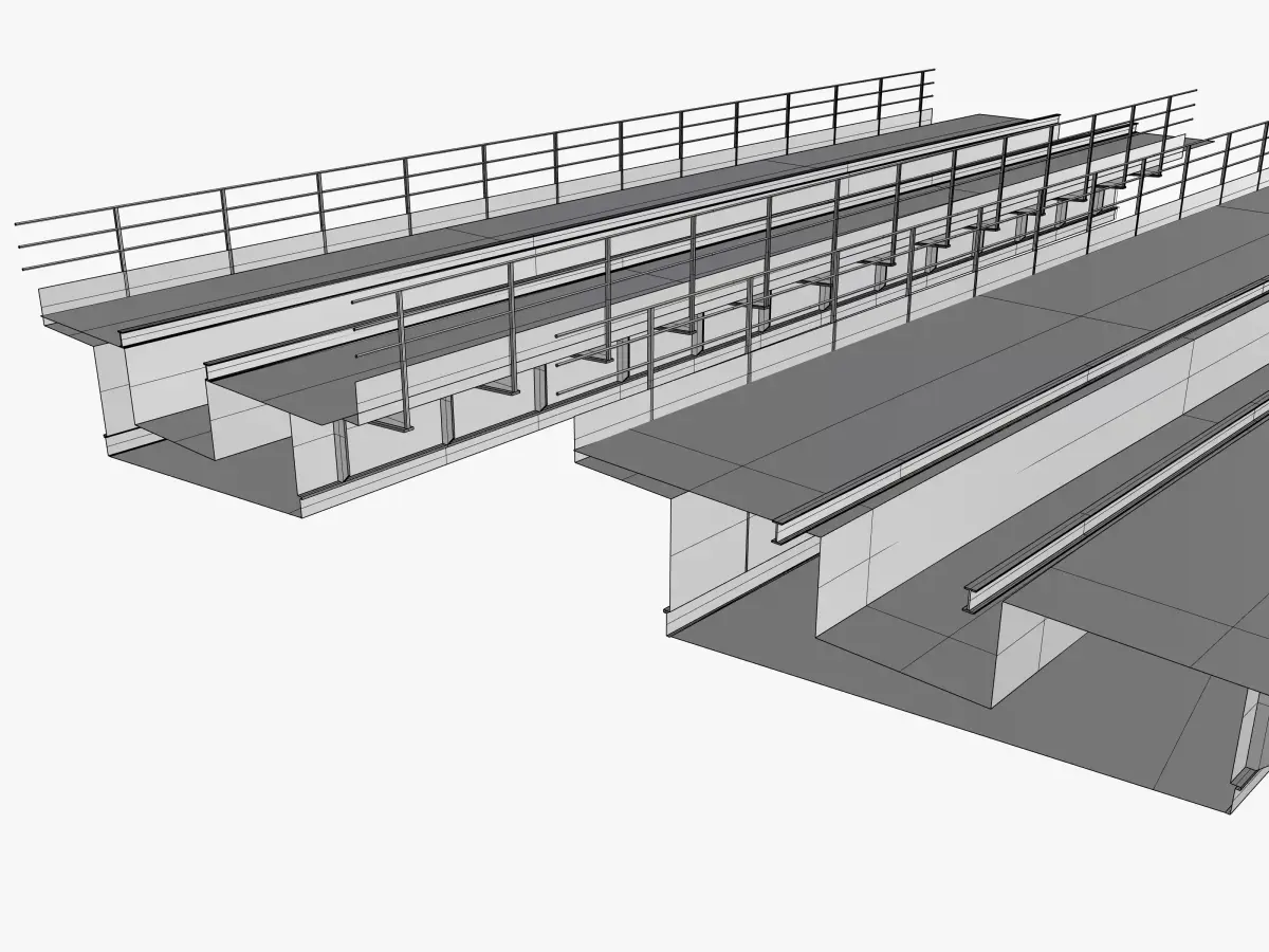 Overground Train Tracks 3D model