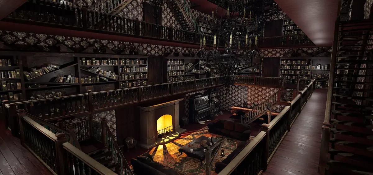 Whispering Shadows A Victorian Gothic Library 3D model