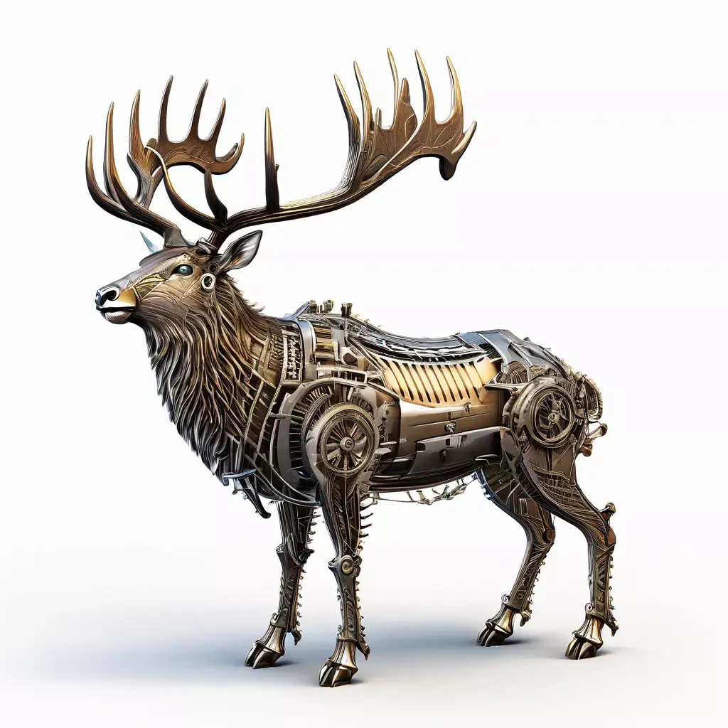 Steampunk Mechanical Deer 3D Model Low-poly 3D model