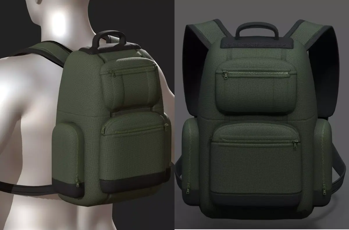 Backpack Camping Generic military Black baggage Low-poly 3D model