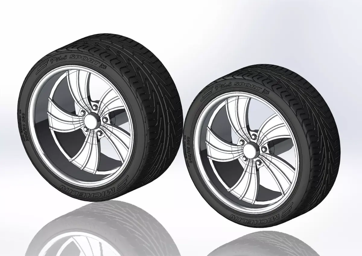 Set of custom wheels Intro Twisted Vista II for your scale model 3D print model