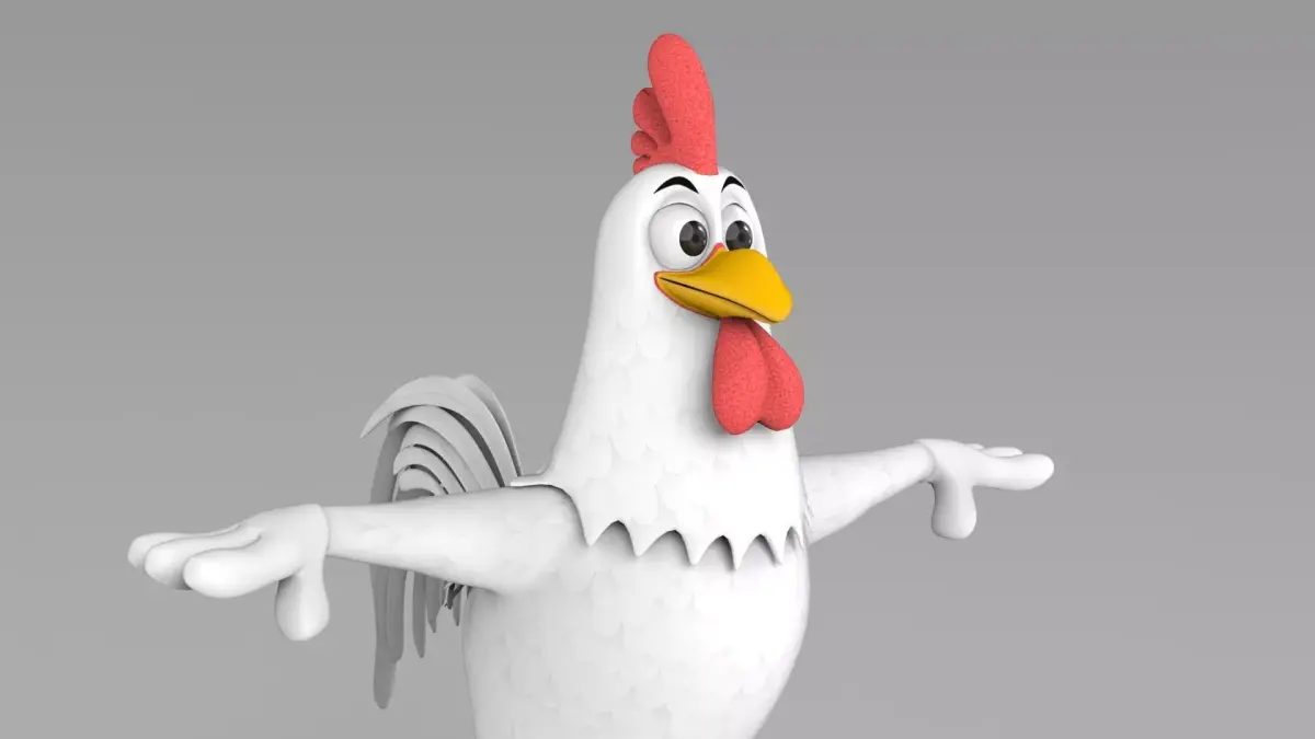White Rooster Low and High Poly Low-poly 3D model