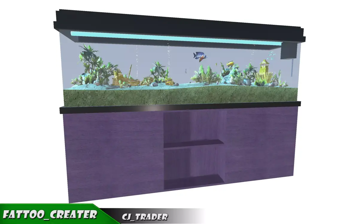 Aquarium Low-poly 3D model animated Low-poly 3D model