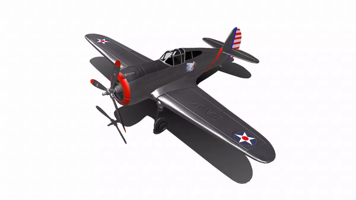 Curtiss P-36 Hawk Low-poly 3D model