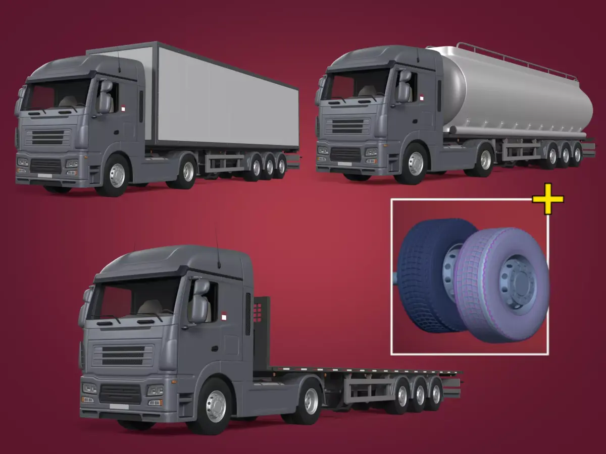 Generic Semi trailer Heavy Trucks - Container - Fuel - Flatbed 3D model