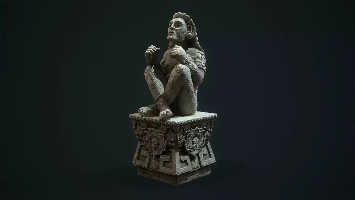 Statue Aztec Xochipilli God of art Low-poly 3D model