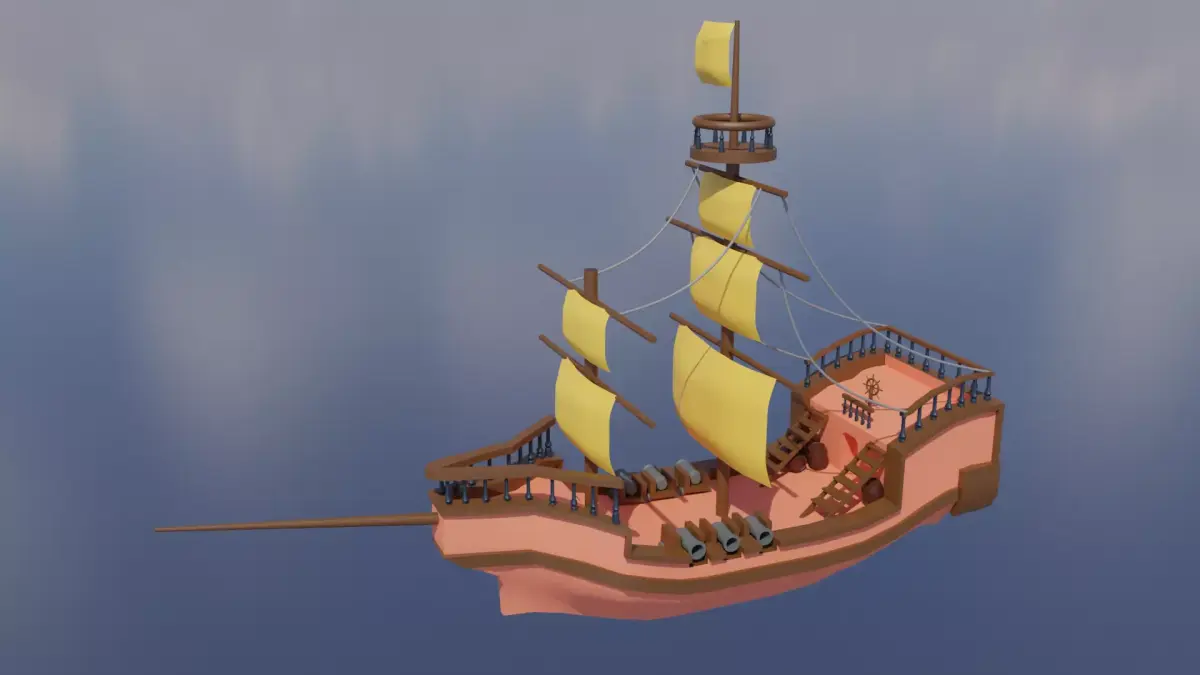 Low Poly Ship Materialed Low-poly 3D model