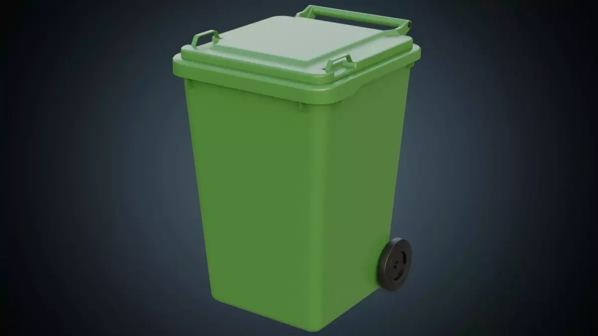 Wheeled Bin 1 Basic Low-poly 3D model