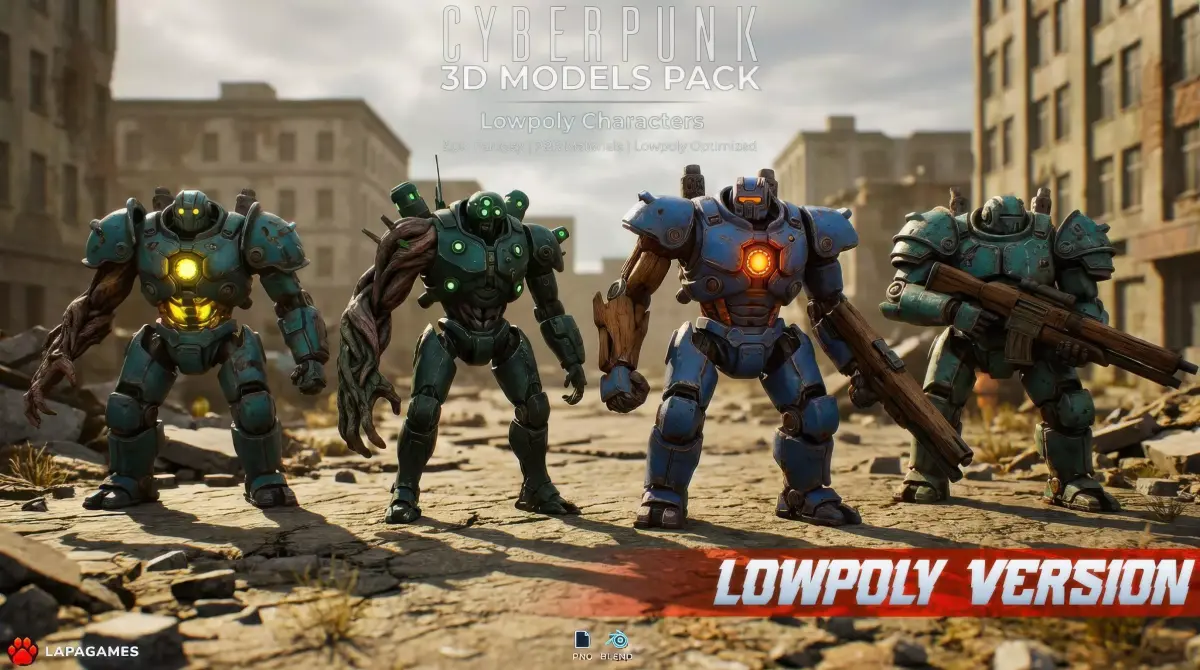 Cyberpunk Infected Mechs LowPoly Low-poly 3D model