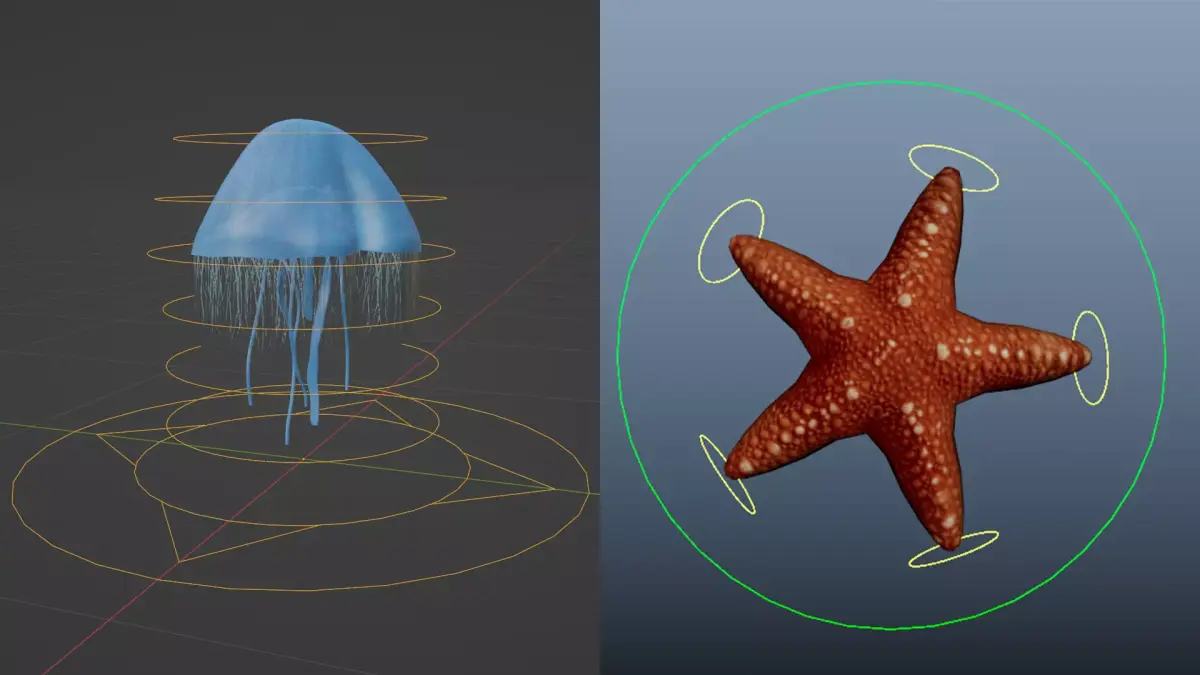 Jelly Fish Rig - Star Fish Rig  Low-poly 3D model