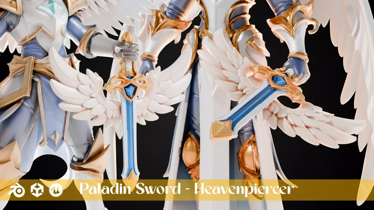 Stylized Sword - Paladin Sword Heavenpiercer - Game Ready 3D model
