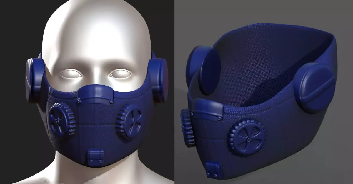 Gas mask respirator scifi military futuristic technology  Low-poly 3D model