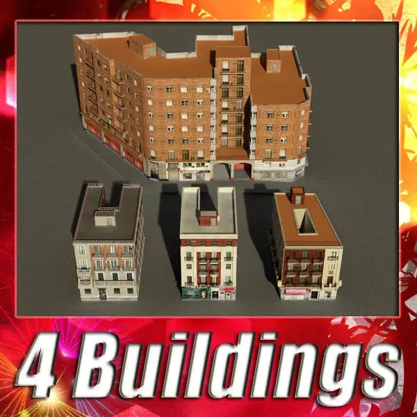 Building Collection 53-56 Low-poly 3D model