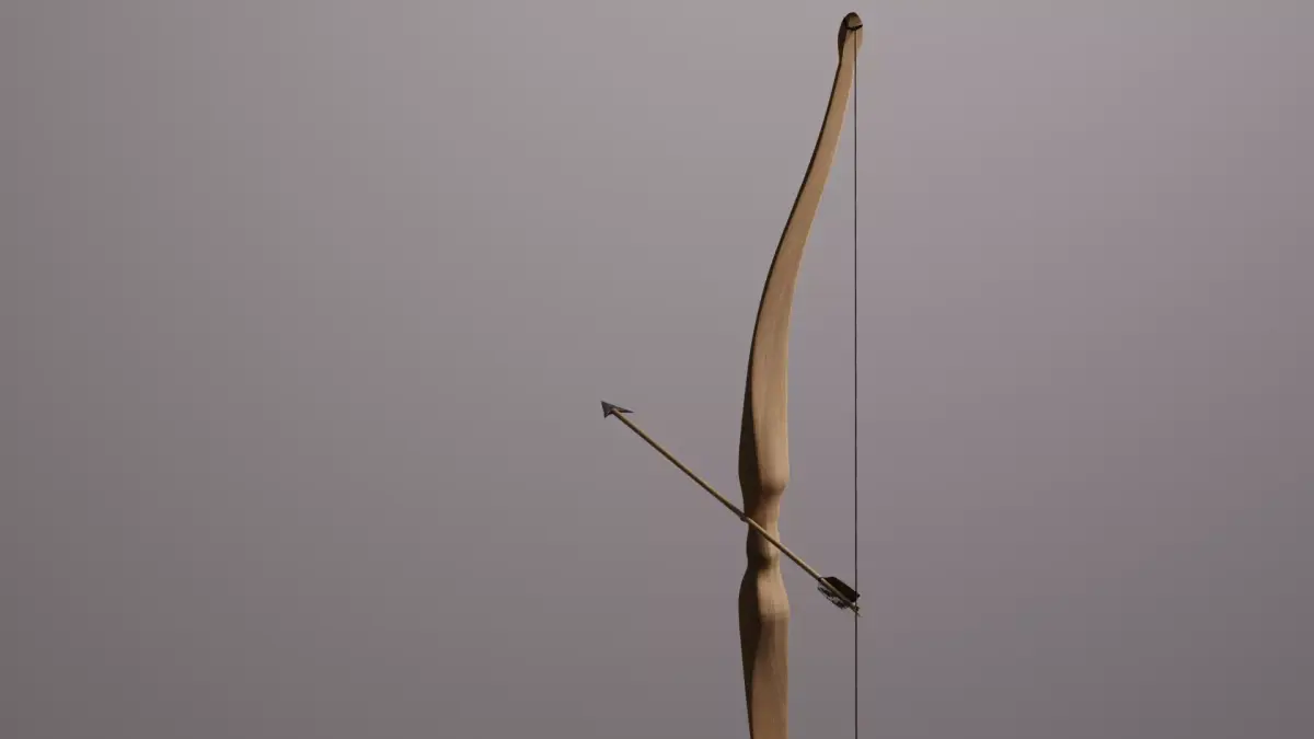 Traditional Recurve Bow and Arrow Low-poly 3D model