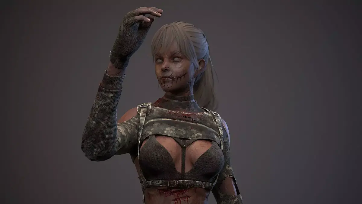 Lara zombie military Low-poly 3D model