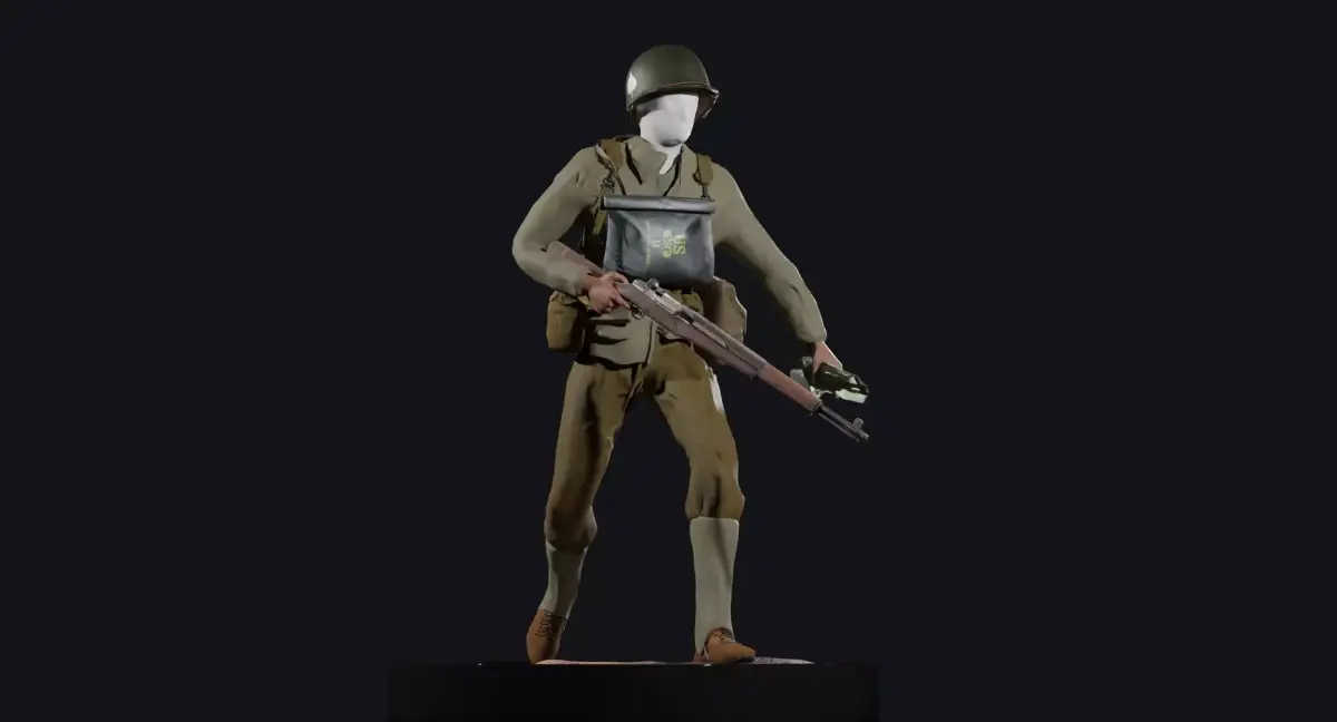 World War 2 US D-Day Infantry - Rigged Low-poly 3D model