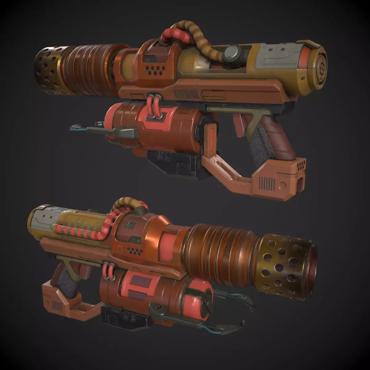 Sci-fi Flamethrower Low-poly 3D model