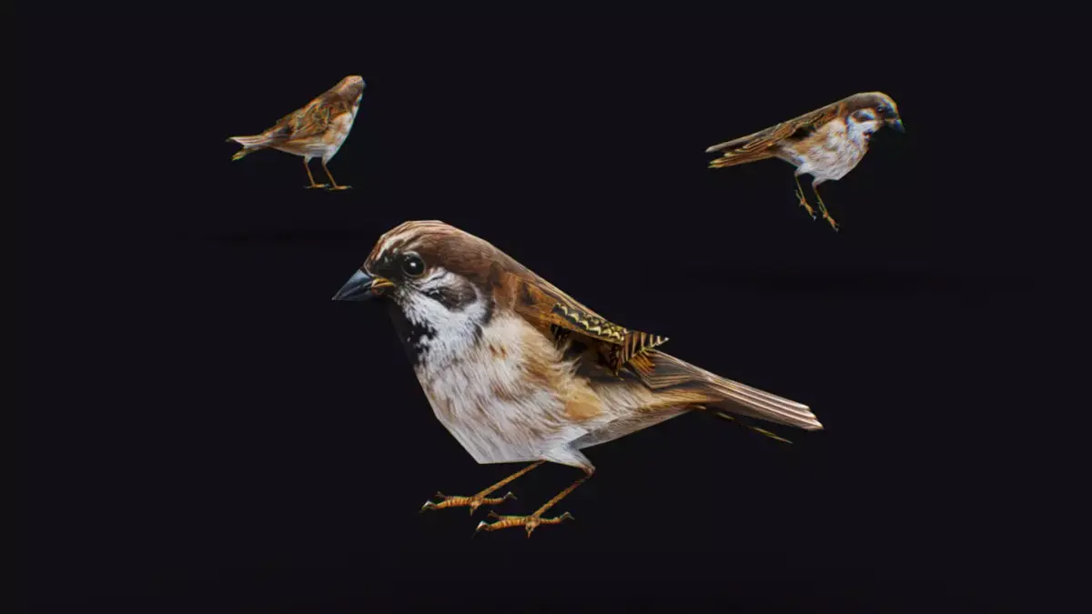 Realistic Sparrow Flock Animated Bird Swarm Shoal Birds Low-poly 3D model purchase