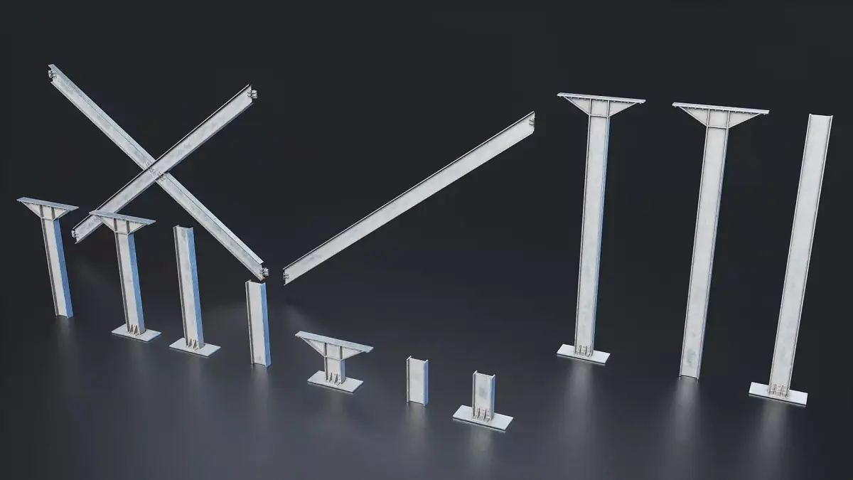 Steel Structural Beam Set - 1 Low-poly 3D model