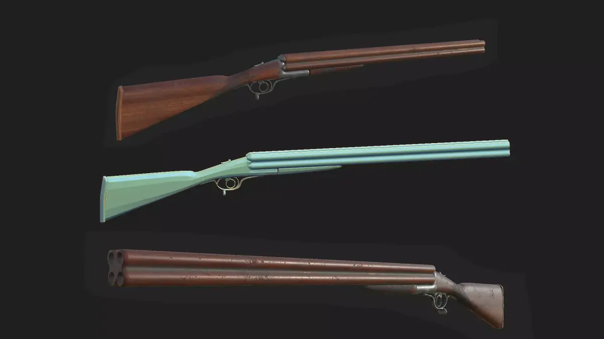 shotgun lancaster Low-poly 3D model