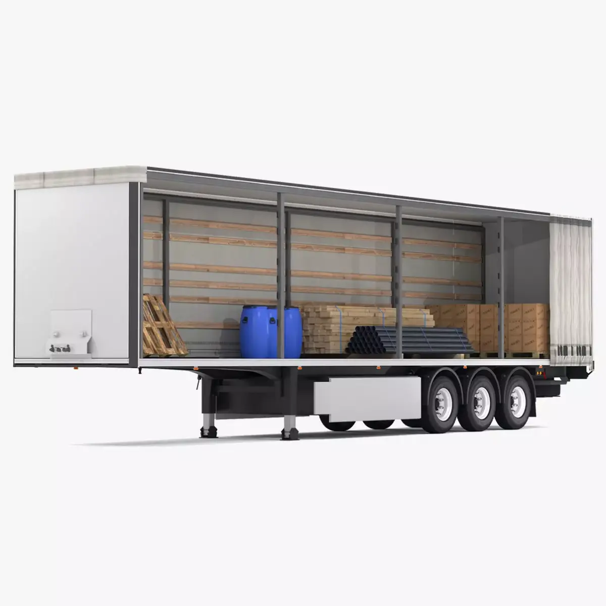 Semi Trailer Open Curtain 3D model