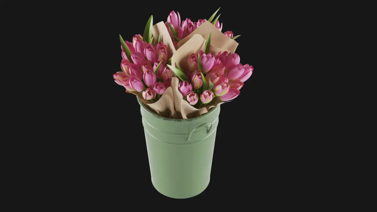 Flowers In Bucket 02 3D model