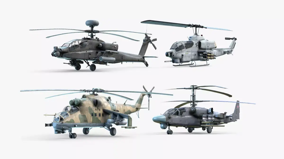 Attack Helicopters Set 3D Model Collection
