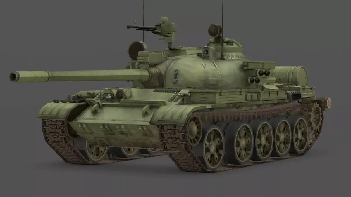 T-55AD Main Battle Tank 3D Model Czechoslovak Anti-Aircraft Low-poly 3D model