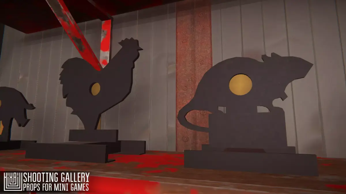 Shooting gallery - props for mini games Low-poly 3D model