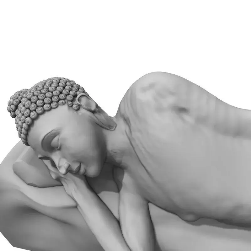 buddhastatue 3d model statue lying on rock 3D model