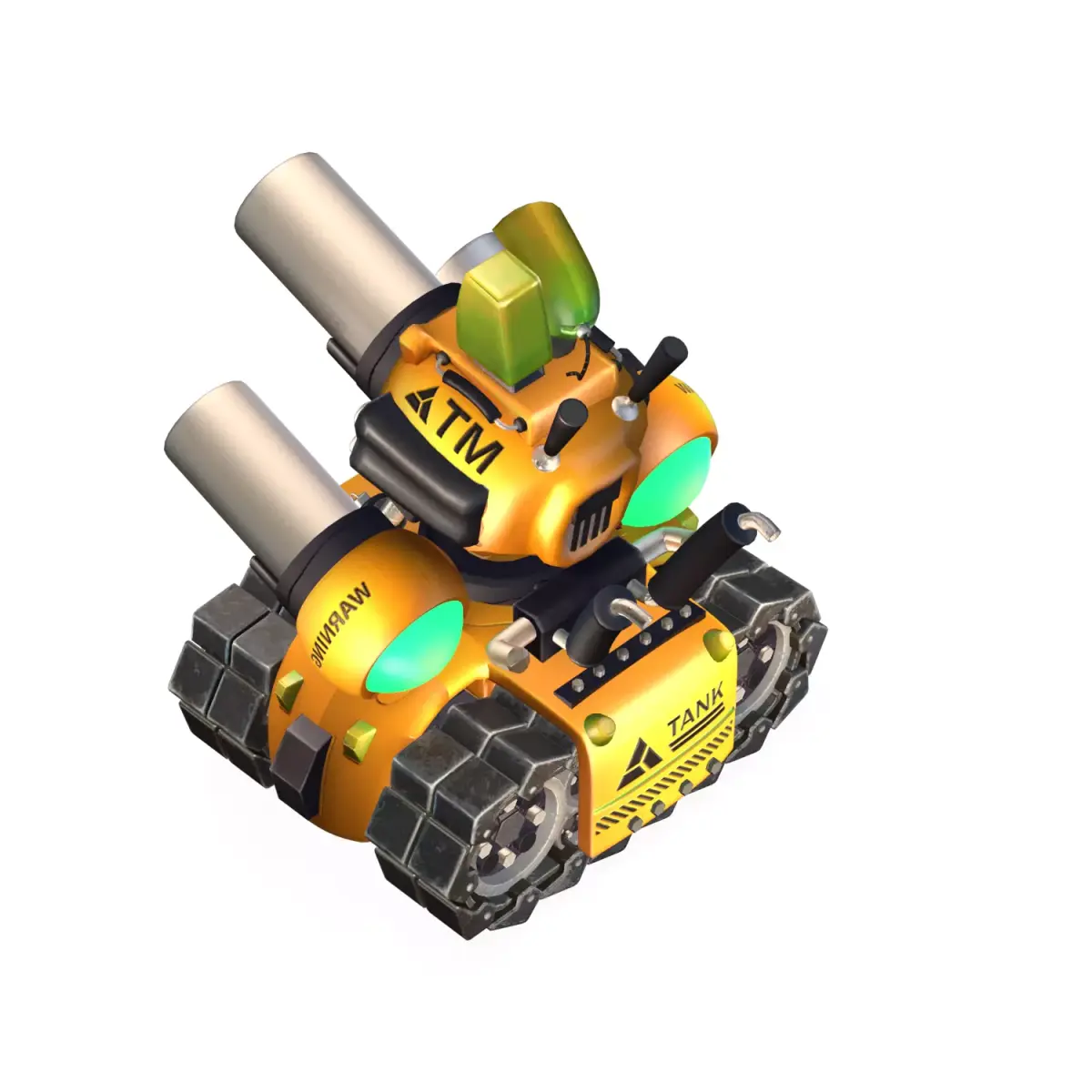 cartoon yellow Advanced Tank Low-poly 3D model