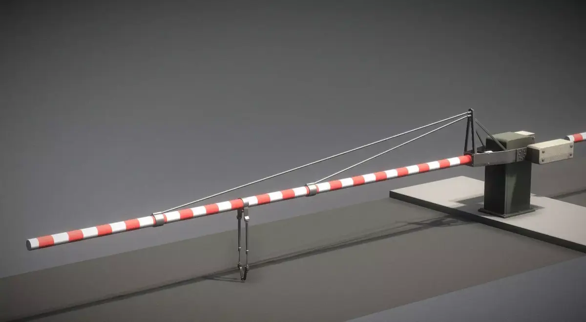 Low-Poly Railroad Barrier 7m Low-poly 3D model