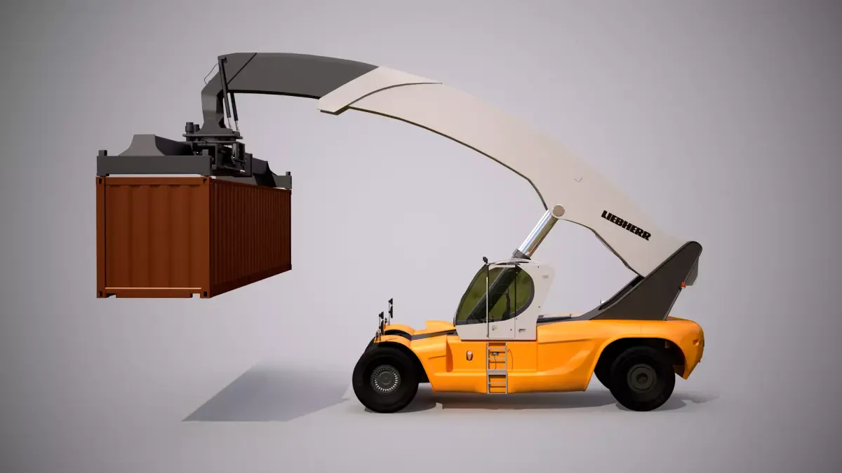 Liebherr Reachstacker and 40ft Container 3D model