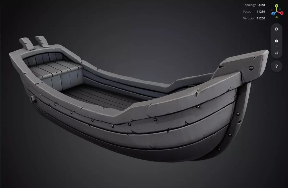 Silver Boat 3D model