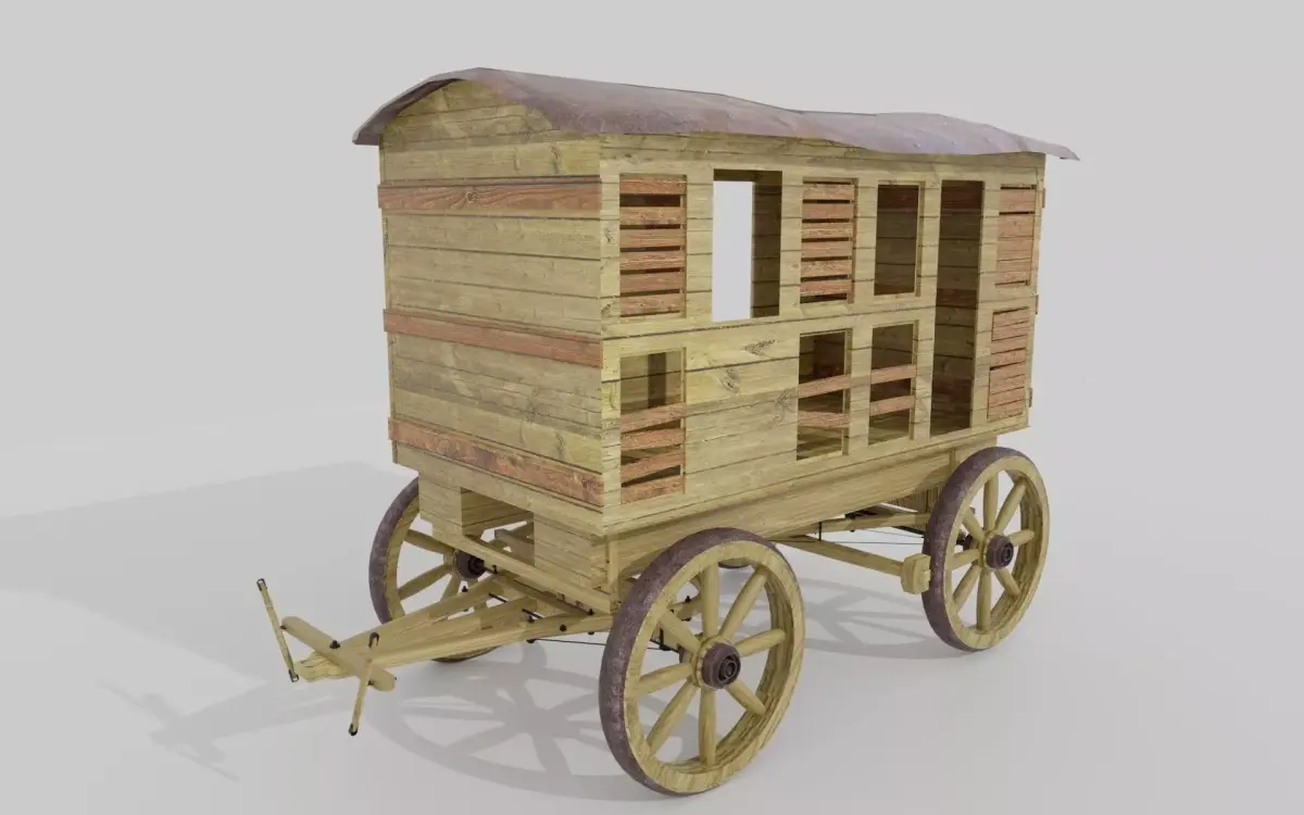 Old Western Goods Wagon 3D model