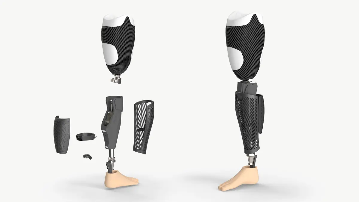 Active Use Prosthetic Leg with Carbon Cover Black 3D model