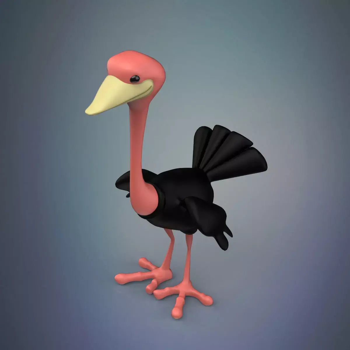 Cartoon Ostrich 3D model