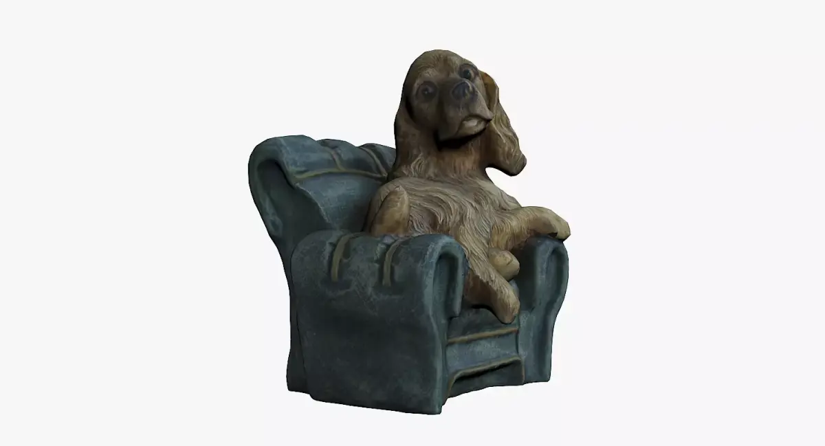 Cute Dog Statue Low-poly 3D model