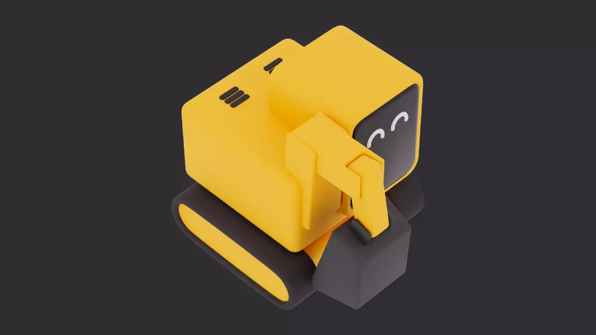 Cute Low Poly Excavator Character 3D model